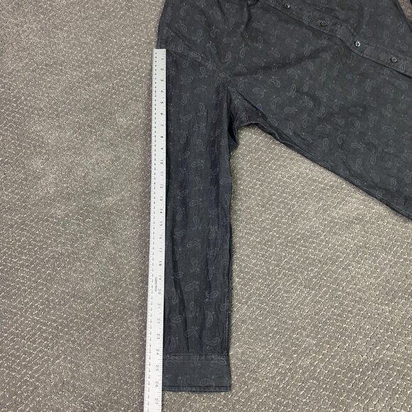 Ralph Lauren Slim Fit Button Down Shirt Men's XL Charcoal Gray Paisley - Picture 9 of 10